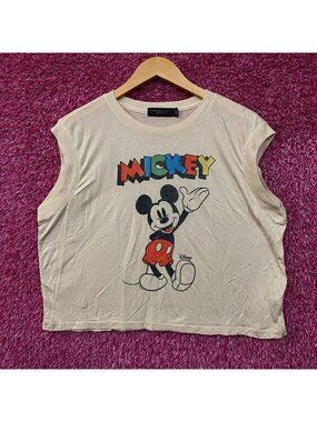 Junk Food Clothing X Disney Waving Mickey Vintage Tissue Tank Large